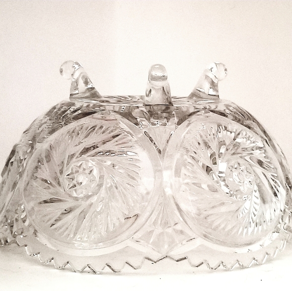 VINTAGE HEAVY LEAD CRYSTAL FOOTED FRUIT BOWL/AMERICAN BRILLIANT PERIOD - Picture 6 of 7